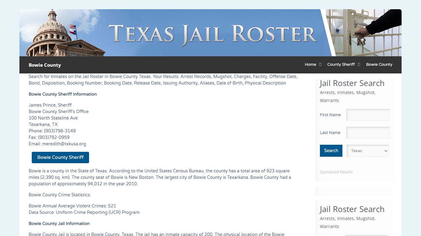 Bowie County | Jail Roster Search